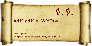 Vörös Véta névjegykártya